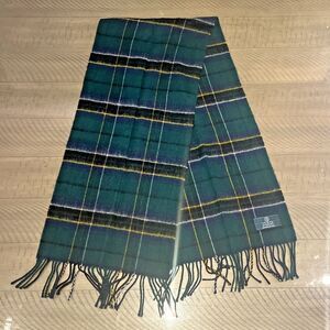 Clans of Scotland 100% Pure New wool Scarf clan Tartan Scarf Green Plaid Yellow
